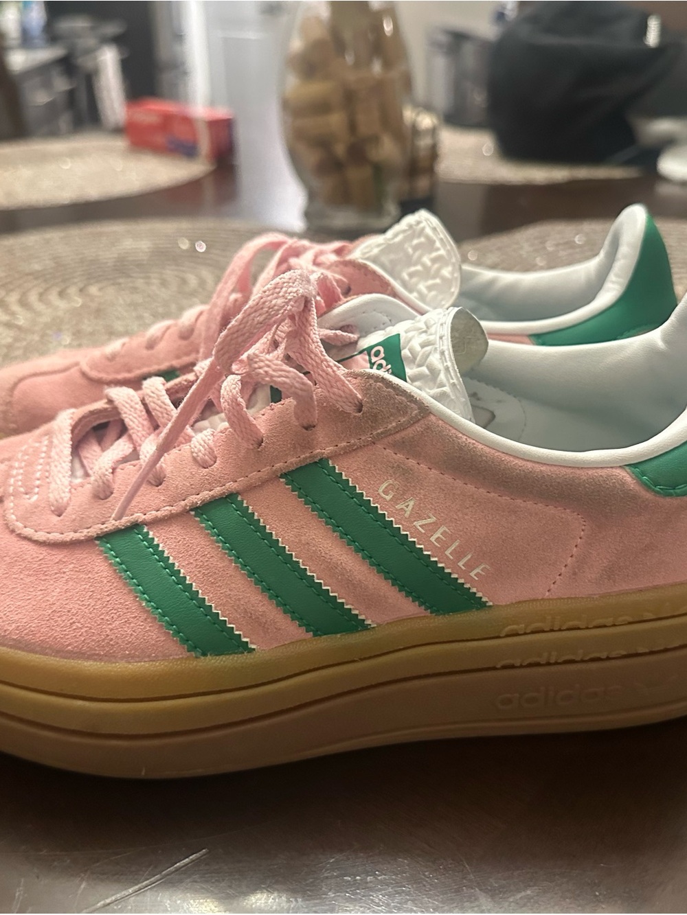 Adidas Kids' Gazelle Pink & Green Suede Sneakers